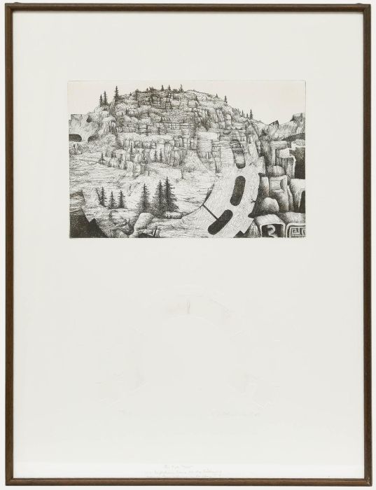 Claus D. Hentschel (1937-2012) - Framed Etching, Geometrische Landschaft 