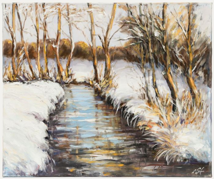 Erwin Steinhauser (1939-2023) - 20th Century Acrylic, Stream In The Snow