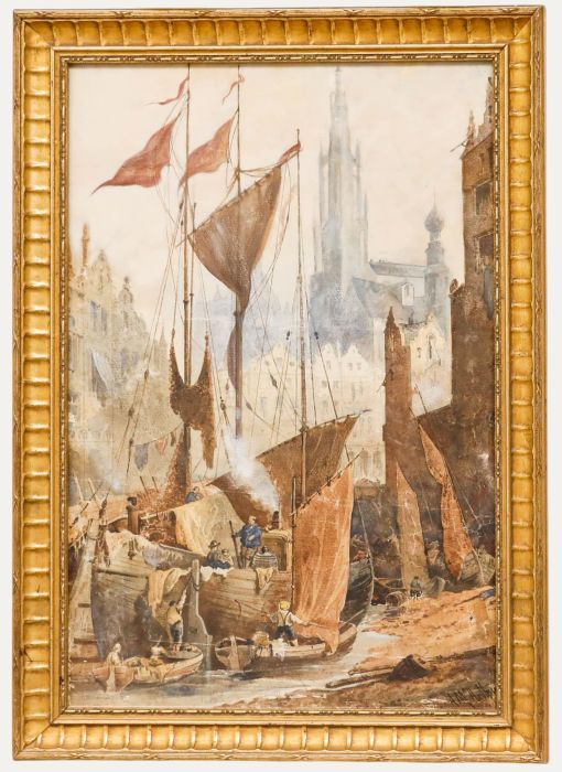 Arthur McArthur (1827-1892) - Late 19th Century Watercolour, Busy Harbour Scene