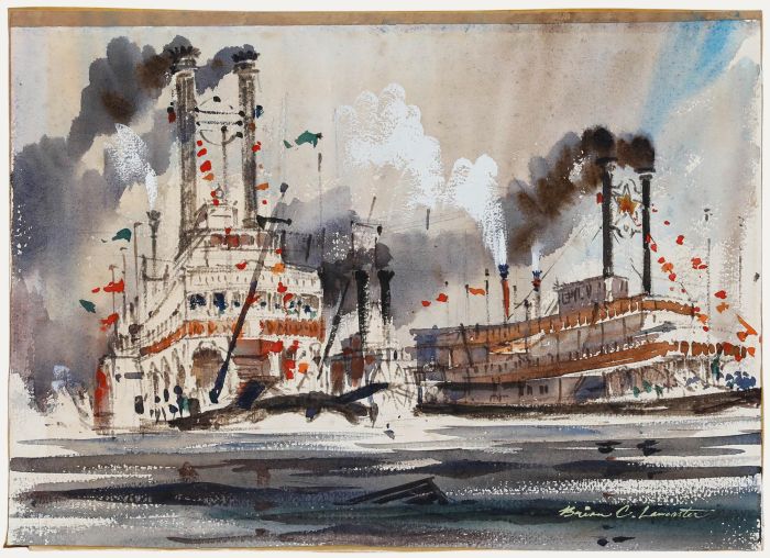 Brian Christy Lancaster (1931-2005) - Watercolour, Paddle Steamers