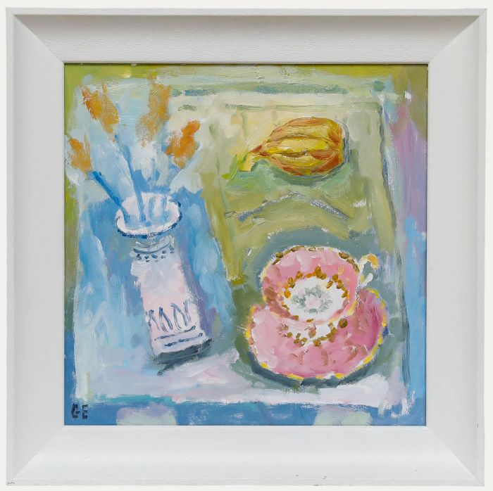 Graham Evernden (b.1947) - Framed Contemporary Oil, China Cup with Fig