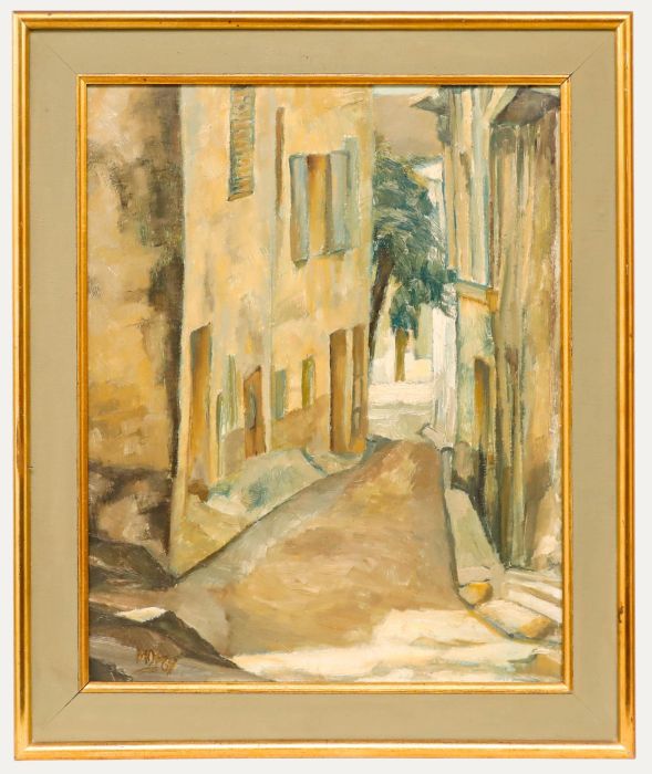 Framed Mid 20th Century Oil - A Street in Le Castellet