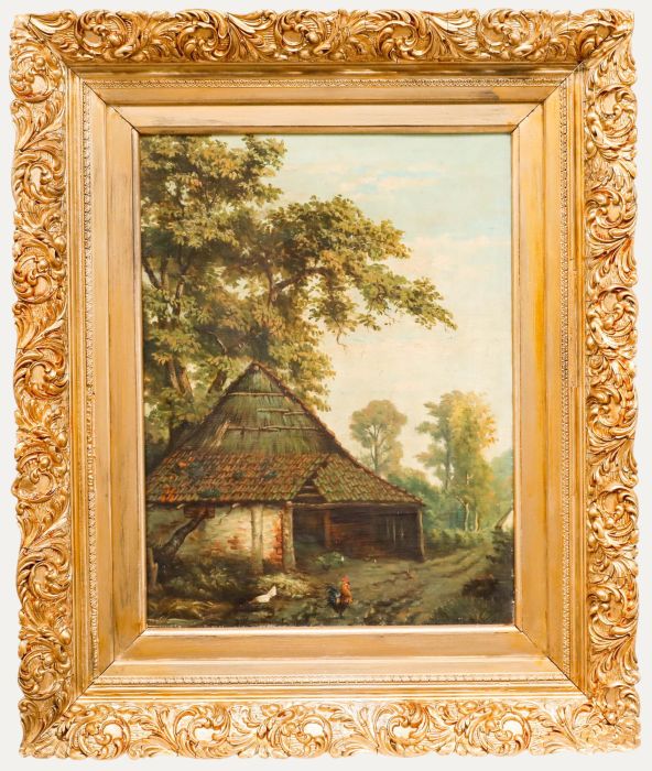Late 19th Century Oil - Quiet at the Farm
