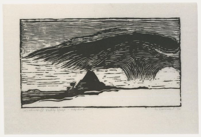 M. Karstens - 20th Century Woodcut, Church in a Landscape