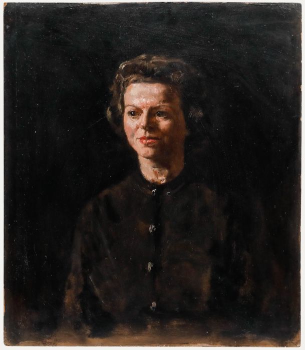 George Weissbort (1928-2013) - 20th Century Oil, Lady in the Brown Cardigan