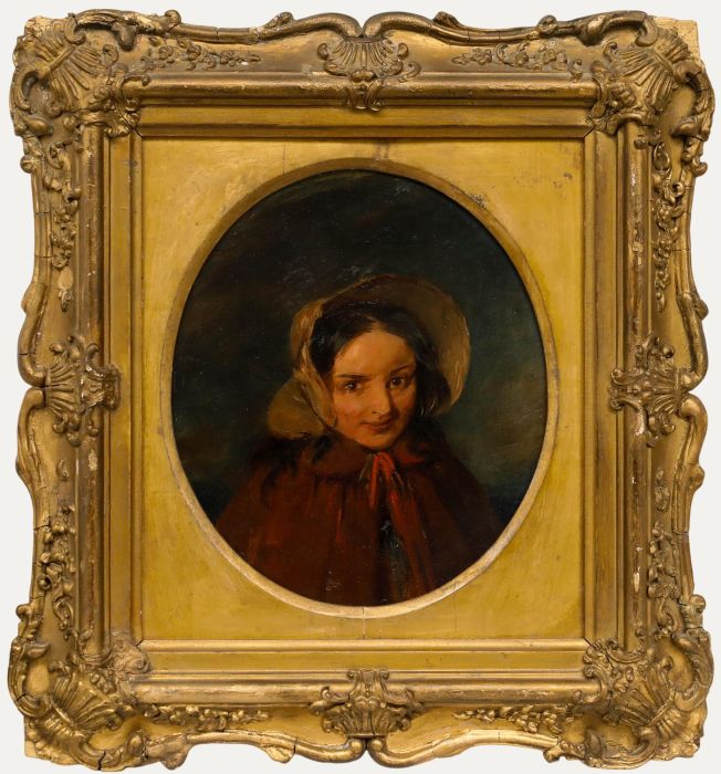 English School 19th Century Oil - Girl in the Red Cloak