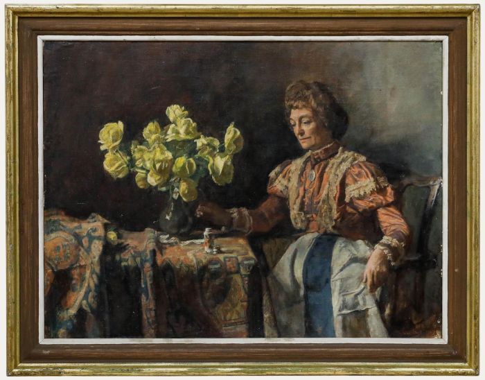 George Weissbort (1928-2013) - Framed 20th Century Oil, Lady with Yellow Roses