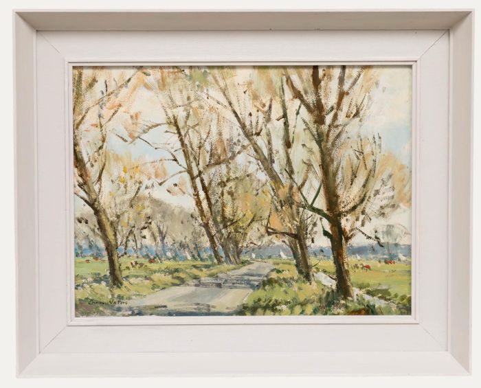 Owen Waters (1916-2004) - 1962 Oil, Yachts Seen Through Trees