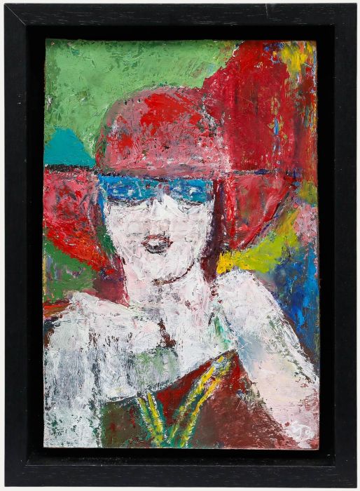 Ewart Johns (1923-2013) - 1990 Oil, Girl in a Pink Hat