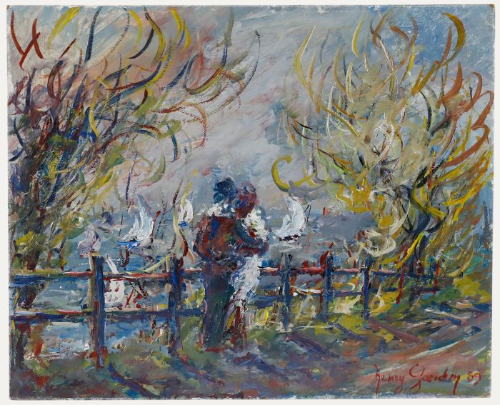 Henri Gaudin - 1989 Oil, The Regatta at Sainte-Adresse