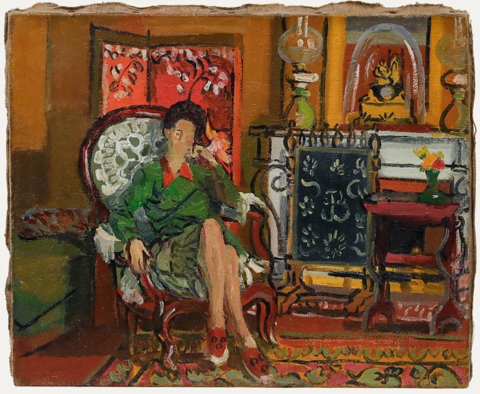 François Baboulet (1914-2010) - Mid 20th Century Oil, The Ochre Drawing Room