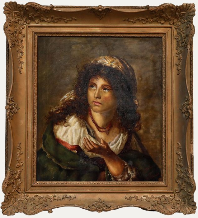 K. Mellor after Annibale Marianini - 19th Century Oil, Beautiful Woman of Rome