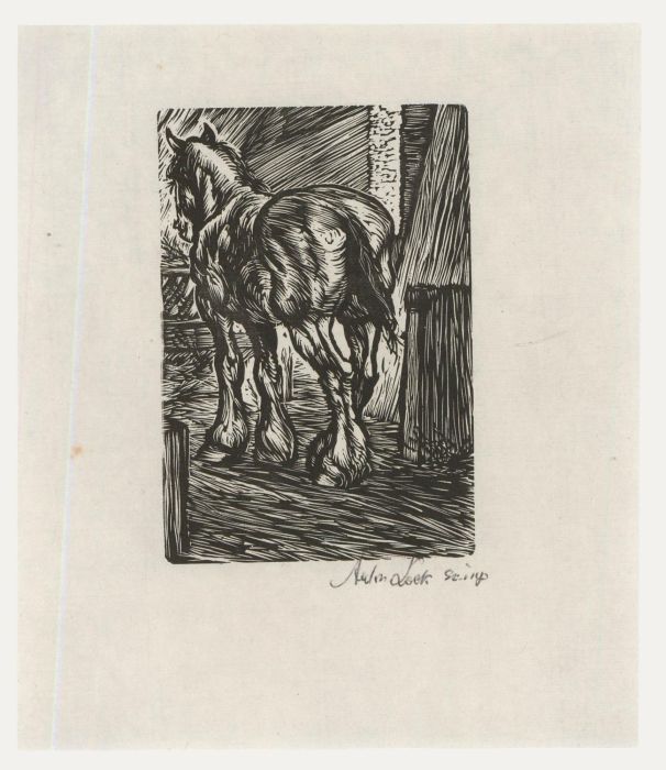 Anton Lock (1893-1971) - Early 20th Century Woodcut, In the Stable