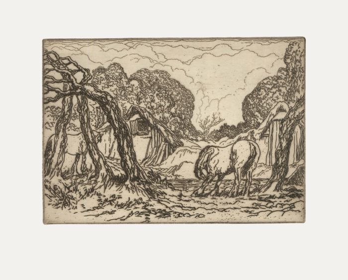 Anton Lock (1893-1971) - Early 20th Century Etching, Horse Resting