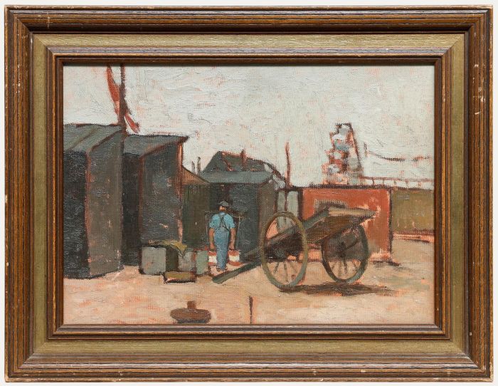 English School Early 20th Century Oil - The Builder's Yard