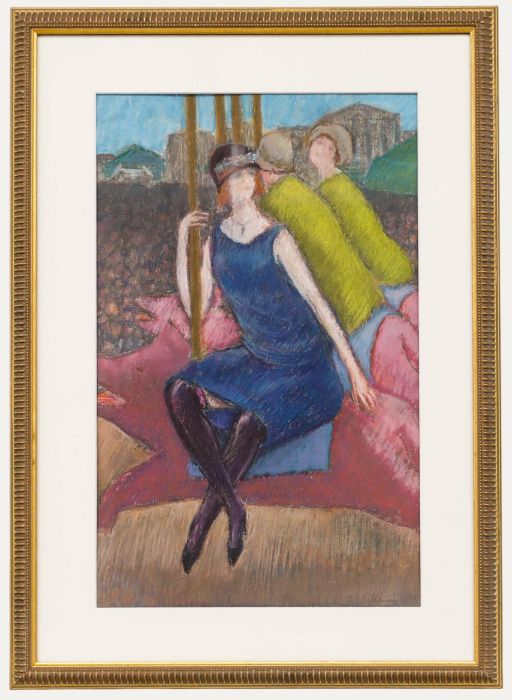 Georges Eugene Delhomme (1904-1989) - Mid 20th Century Pastel, When Pigs Fly