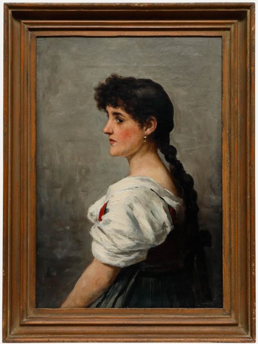 Mid 20th Century Oil - Portrait of a Young Woman