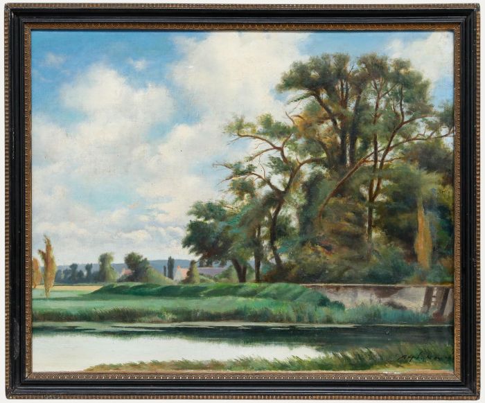 Mid 20th Century Oil - Lake Scene
