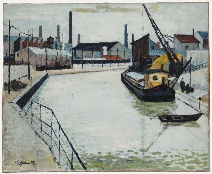 Pierre Neveu (b.1929) - 1956 Oil, Harbour Side