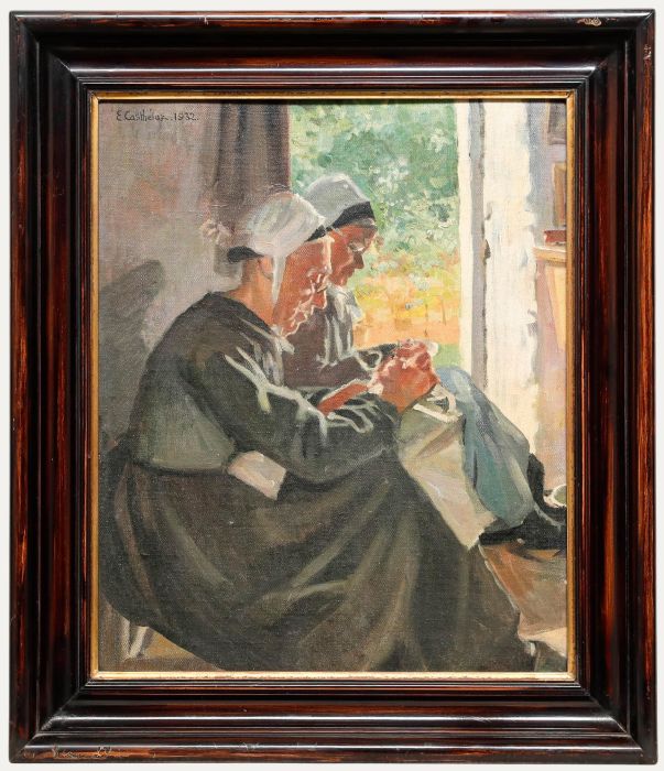 Fanny-Elizabeth Casthelaz - Framed Mid 20th Century Oil, The Lacemakers