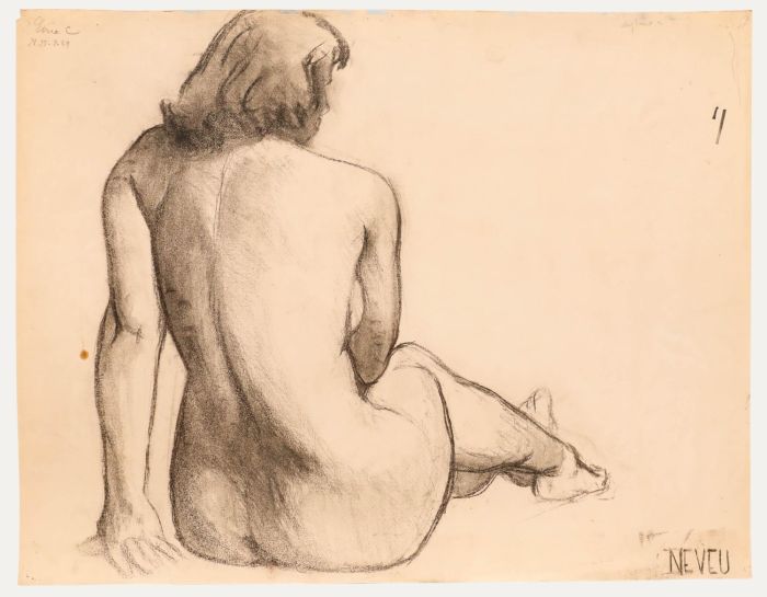 Pierre Neveu (b.1929) - 1949 Charcoal Drawing, Study of a Lady