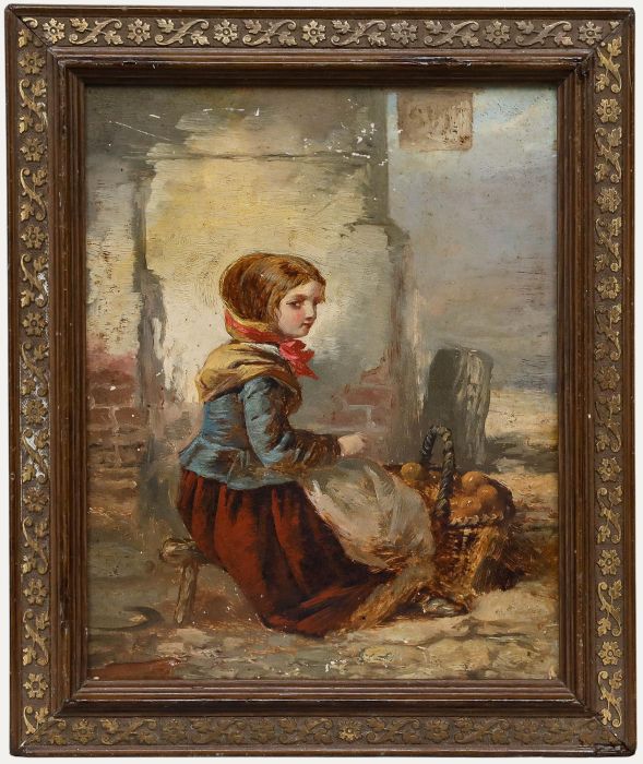 English School Late 19th Century Oil - The Young Fruit Seller