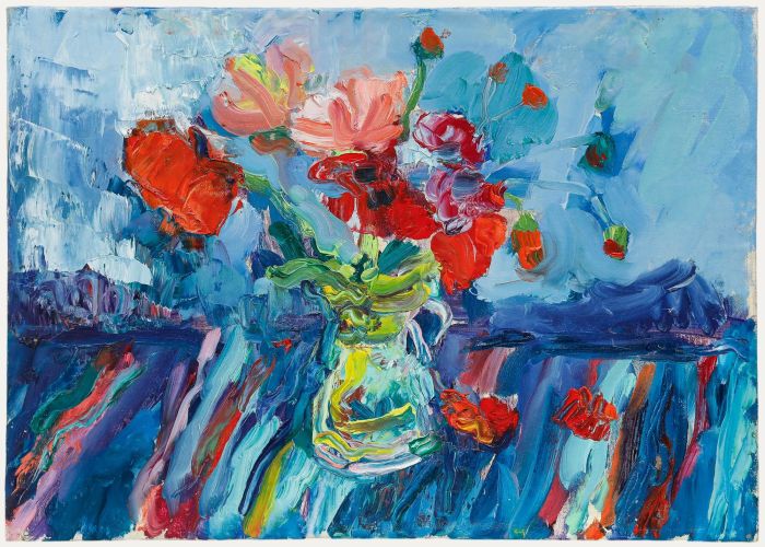 Annelise Firth (b.1961) - Contemporary Oil, Pink & Red Poppies