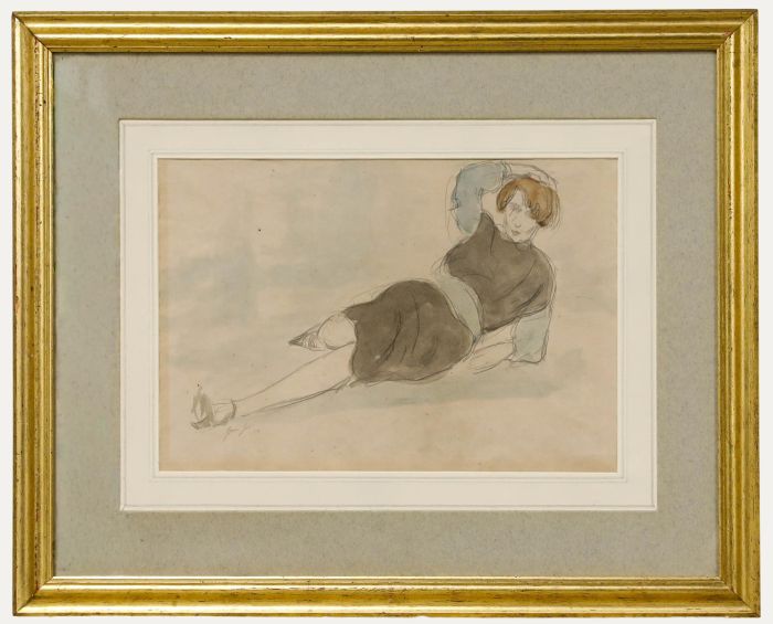 Imre Goth (1893-1982) - Framed 1928 Graphite Drawing, Lady Reclining