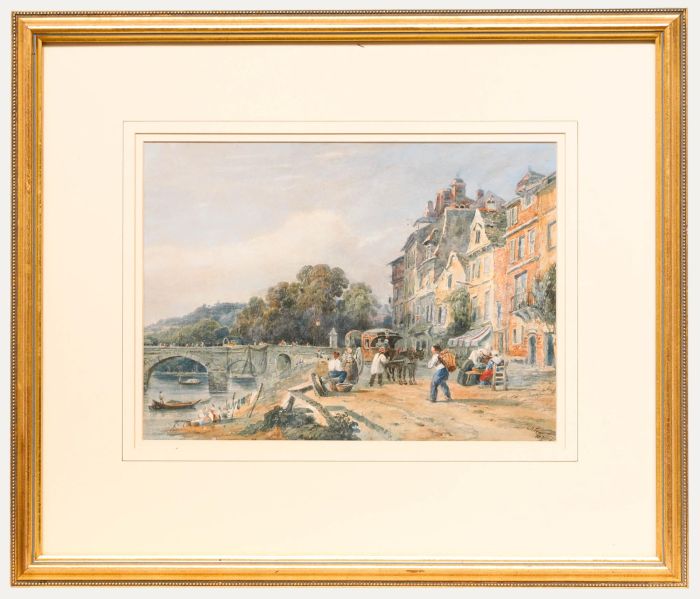 Caleb Robert Stanley (1795-1868) - 1830 Watercolour, Town by the River