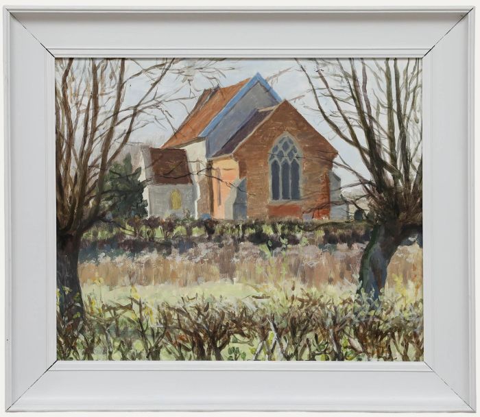 Pauline Plummer (b.1933) - Framed Oil, St Andrews Church, Redlingfield