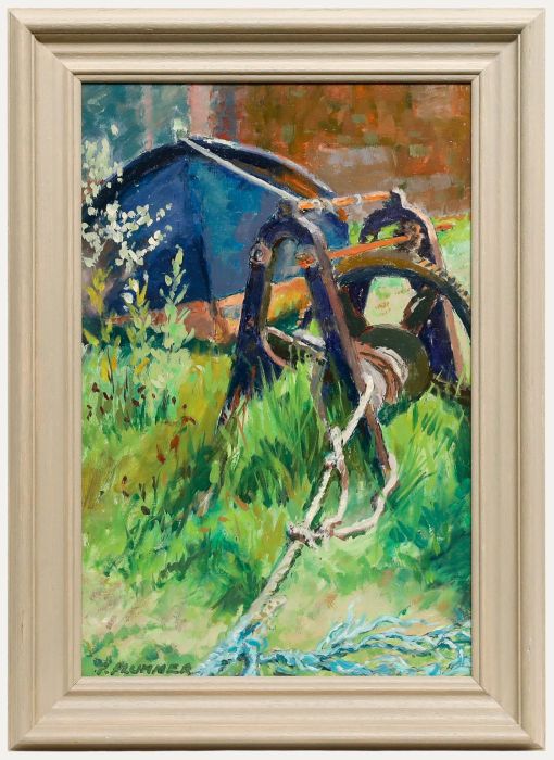 Pauline Plummer (b.1933) - Framed Contemporary Oil, A Rusty Winch