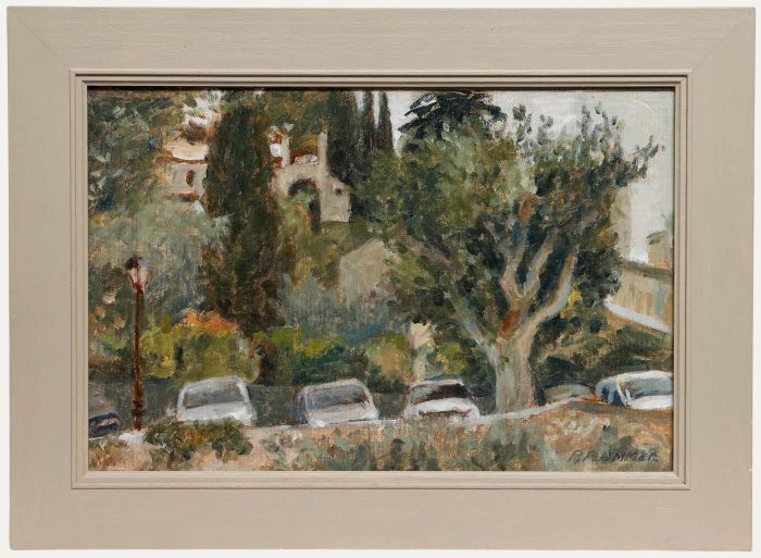 Pauline Plummer (b.1933) - Framed Contemporary Oil, View Over the Carpark