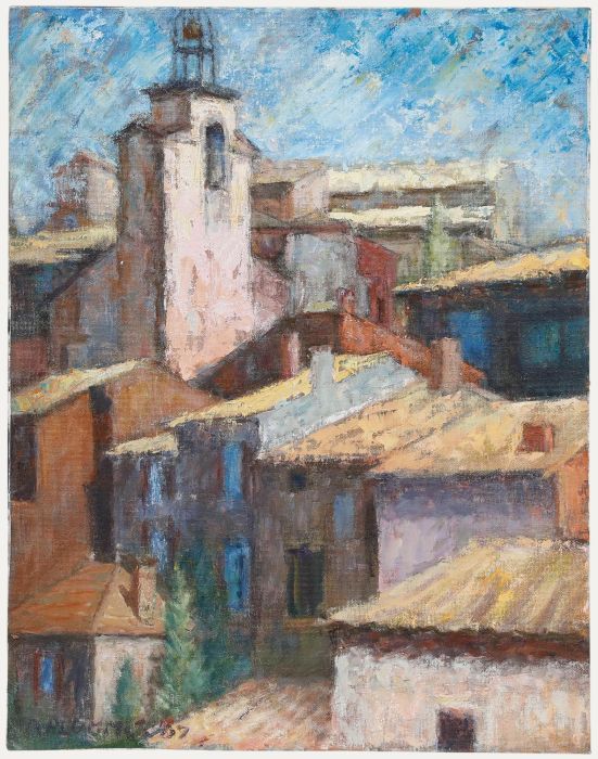 Pauline Plummer (b.1933) - 2007 Oil, Rooftops in the Sun