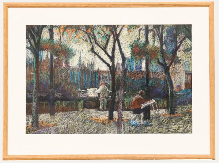 Pauline Plummer (b.1933) - 1997 Pastel, Hans Schwartz on Bank Side