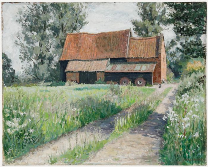 Pauline Plummer (b.1933) - Contemporary Oil, The Red Barn