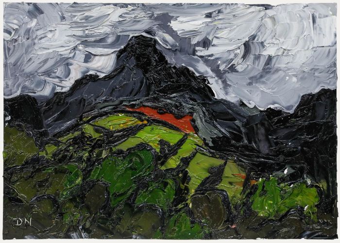 Daniel Nichols After Kyffin Williams- Contemporary Oil, Crag in the Clouds 