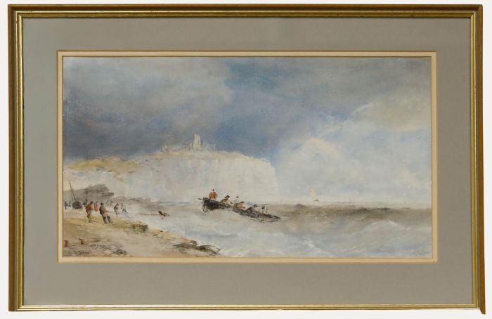 Edward Tucker (1830-1909) - Watercolour, Scarborough Castle from Cornelian Bay