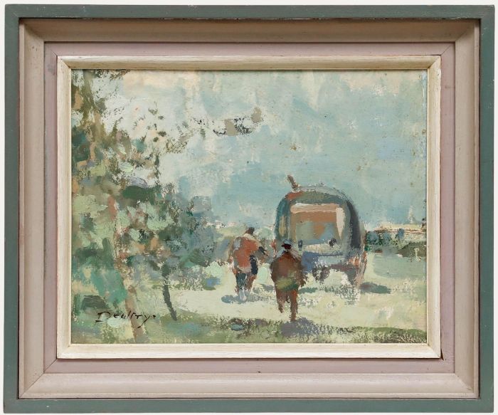 William Dealtry (1915-2007) - Framed 20th Century Oil, The Gypsy Wagon