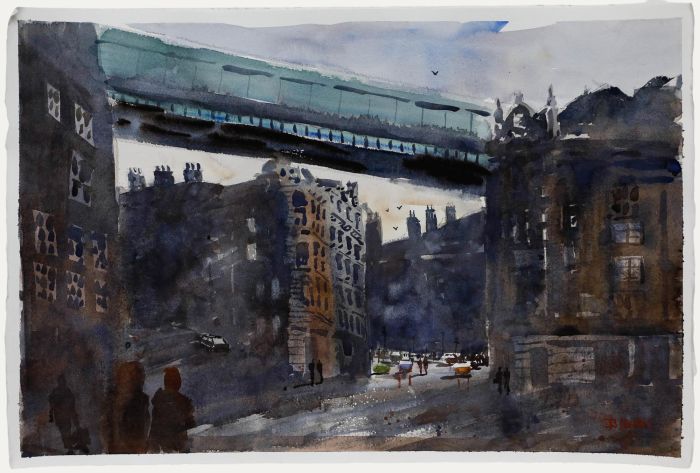 Daniel Nichols - Contemporary Watercolour, Tyne Bridge Crossing