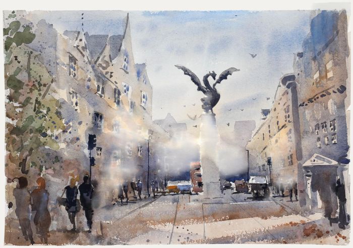 Daniel Nichols - Contemporary Watercolour, Fleet Street, London