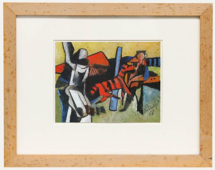 Dirkjan Ribbeling (1932-2013) - Framed 1968 Gouache, Zebra