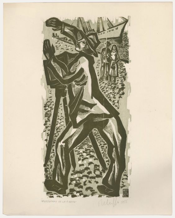 Victor Rebuffo (1903-1983) - Mid 20th Century Woodcut, Fotógrafo De La Ribera
