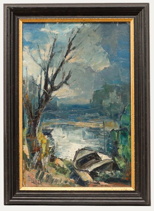 Framed Mid 20th Century Oil - Banks of the Loire