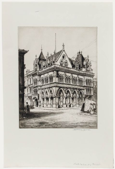 Nathaniel Sparks RE (1880-1956) - 1910 Etching, Stock Exchange, Glasgow