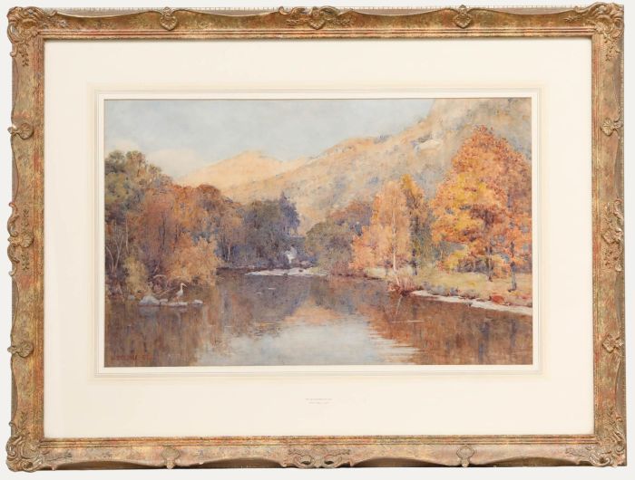 Willie Stephenson (1857-1938) - Watercolour, Heron in an Autumn Landscape