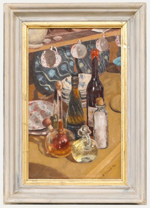 Robert Tilleard (b.1949) - 1996 Oil, Still Life with Bottles and Decanters