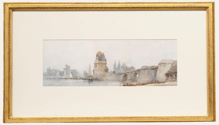 Paul Marny (1829-1914) - Framed Late 19th Century Watercolour, View of a Bridge