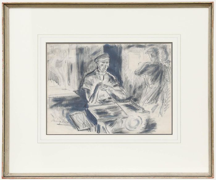 Antony Lake (1905-1956) - Framed Charcoal Drawing, The Glass Blower