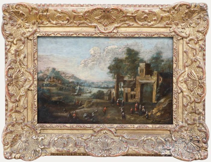Attrib. Marc Baets - Framed Early 18th Century Oil, Life on the Lakeside