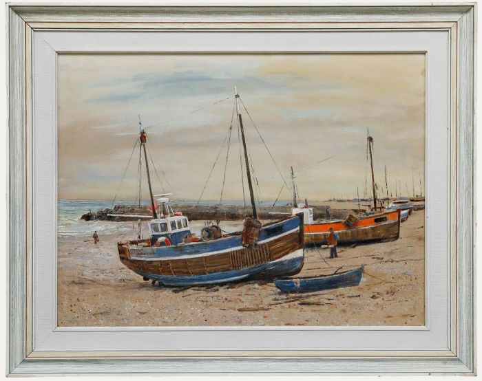 Eric Wale (1916-2001) - Framed 20th Century Oil, Beached Boats